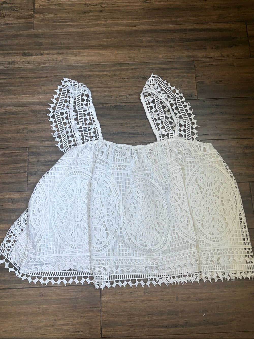 White Crochet Lace Cropped Tank Top - Women